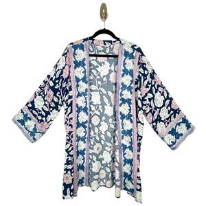 Soft Surroundings Open Front Lightweight Floral Kimono Style 29124 Size Medium